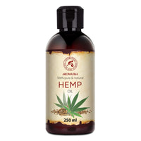 AROMATIKA trust the power of nature Hemp Oil 250ml - 100% Natural & Pure Cold Pressed Carrier Oil - Used for Skin Care - Haircare - Massage - Cosmetics - Aluminum Bottle - Oils Hemp