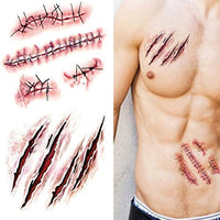 Healifty HEALIFTY Wound Stitch Scar Scab Waterproof Temporary Tattoo Sticker Halloween Props