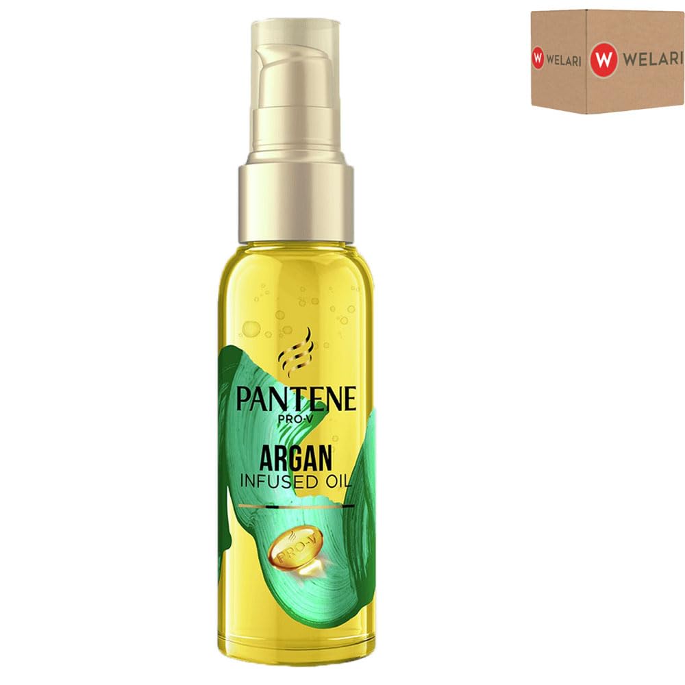 Pantene Pro-V Argan Infused Oil 100ml Pack of 1 Smooth Shiny Radiant Hydrate Dry Damaged Frizzy Hair Repair Non Sticky with Welari Thank You Card | (1pack) (100g)