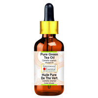 Greenwood Essential Pure Green Tea Oil (Camellia sinensis) with Glass Dropper for Skin & Hair 10ml (0.33 oz)