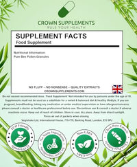 vegishake Pure Bee Pollen Granules Raw |Clean Honey Bee Supplements | Crown Supplements UK (500g)