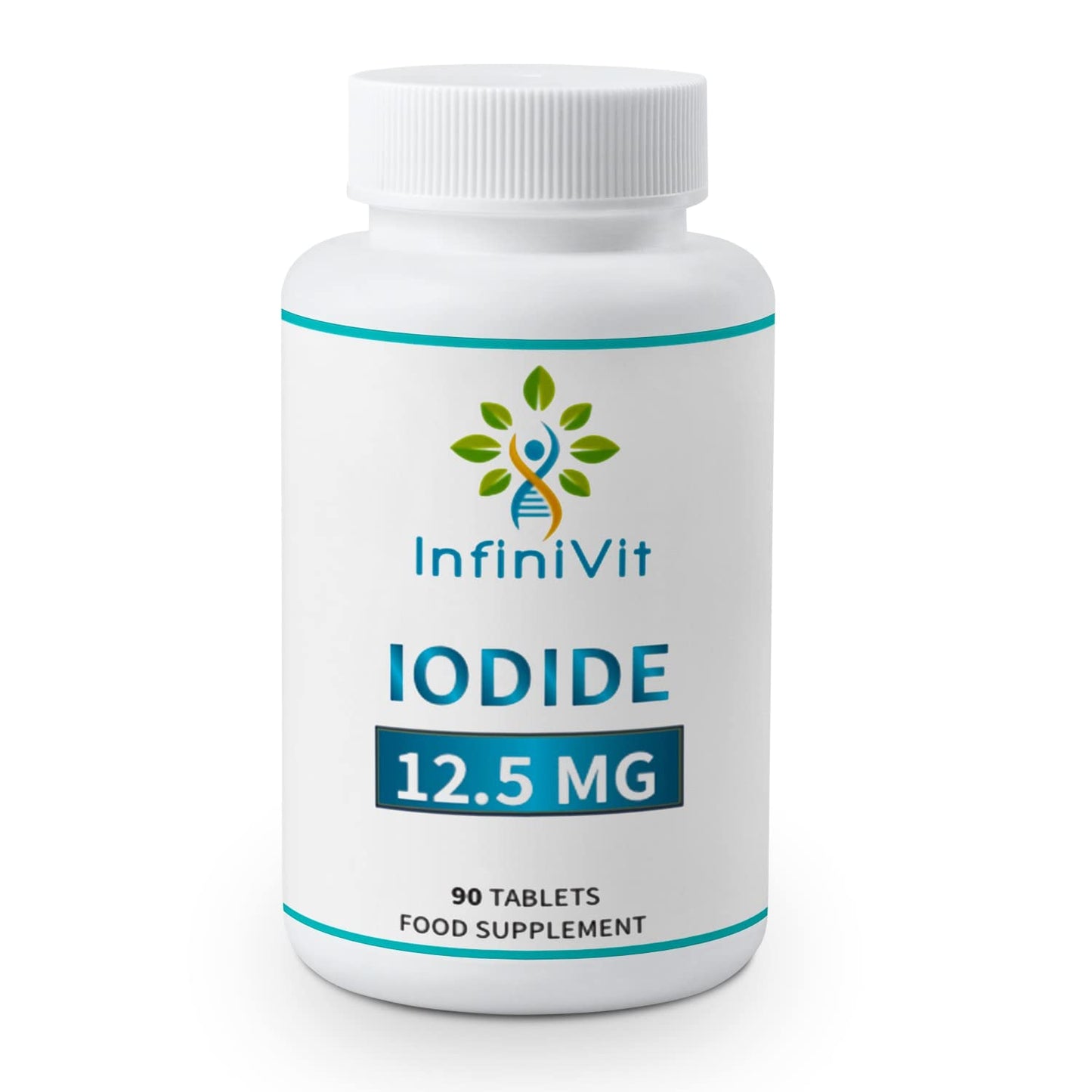 Iodine Tablets 12.5mg, Lugols Iodine Tablets, High Strength Iodine and Potassium Iodide, 90 Vegan Tablets, GMO and Gluten Free
