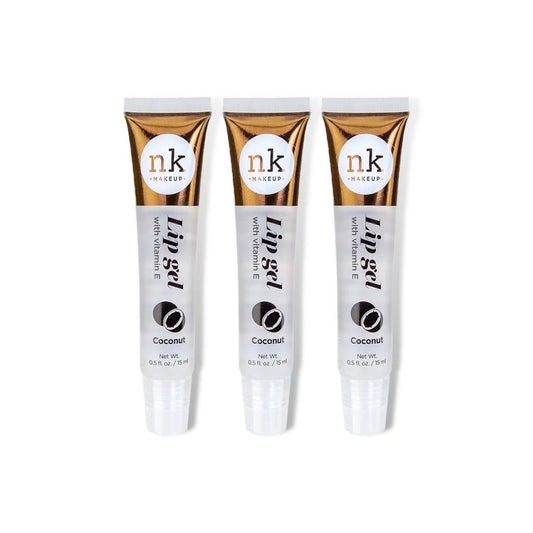 Nicka K NK lip gloss gel 15ml Vitamin E, Shiny, Nourishes, Lip gel (Coconut, Pack Of 3)
