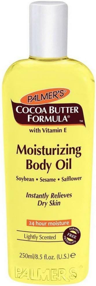 Palmer's Cocoa Butter Formula Moisturizing Body Oil with Vitamin E 250ml – Dry Skin Relief, Lightweight Hydrating Oil for Body, Safflower & Sesame Oil, Light Scent, 24-Hour Moisture