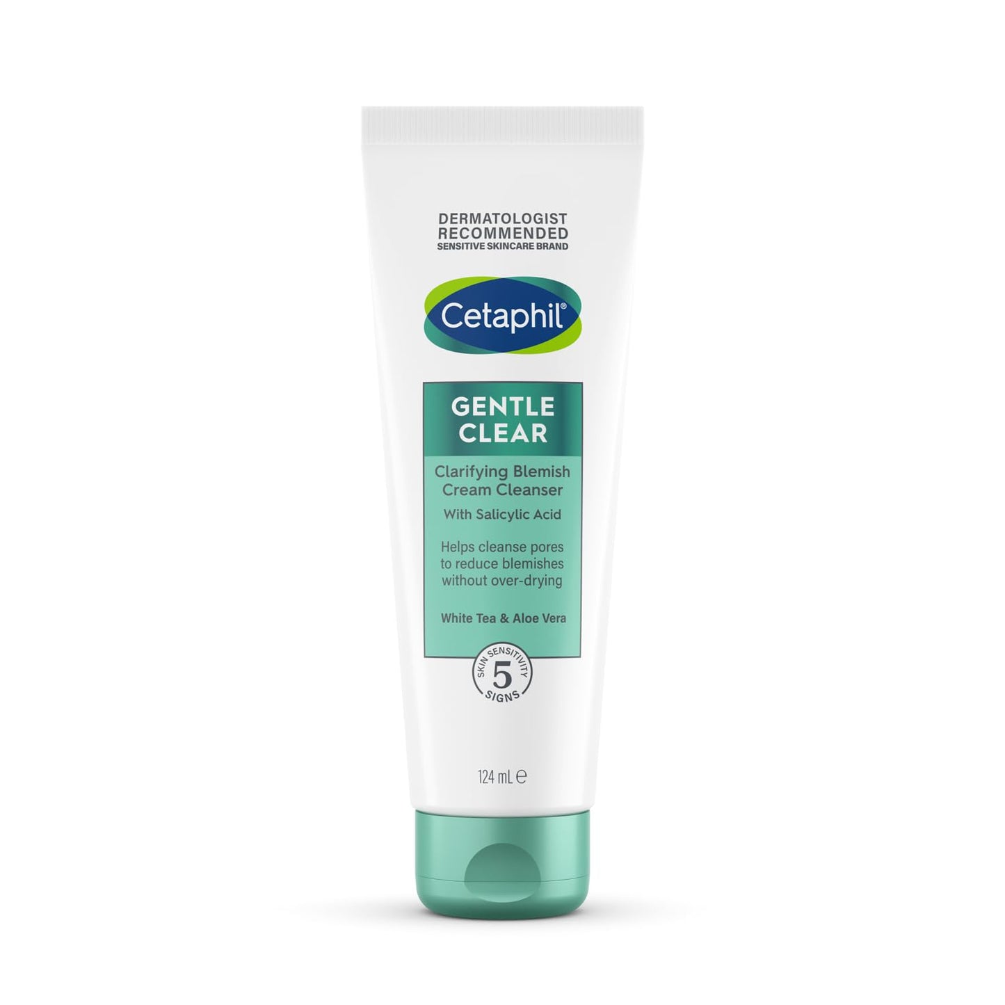 Cetaphil Gentle Clear Clarifying Blemish Cleanser 124ml, Face Wash for Gently Cleaning Pores, with 2% Salicylic Acid & Aloe Vera for Sensitive Skin