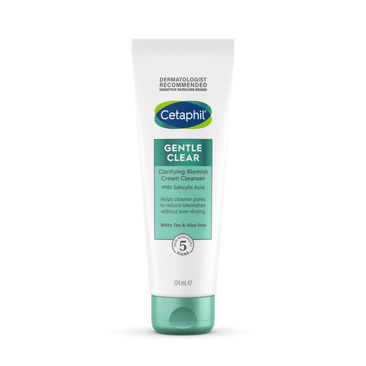 Cetaphil Gentle Clear Clarifying Blemish Cleanser 124ml, Face Wash for Gently Cleaning Pores, with 2% Salicylic Acid & Aloe Vera for Sensitive Skin