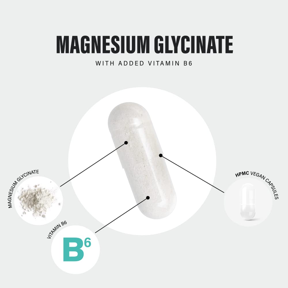 SS Sport Supplies Magnesium Glycinate Supplements 1500mg & Vitamin B6-120 High Strength Capsules - 1500mg of Magnesium Providing 315mg Elemental Magnesium (Bisglycinate) - Pure Active Ingredient