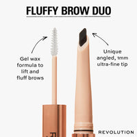 Revolution Beauty London Makeup Revolution, Fluffy Brow Filter Duo, Brow Pencil & Eyebrow Gel, Available in 5 Shades, Dark Brown, 1pc