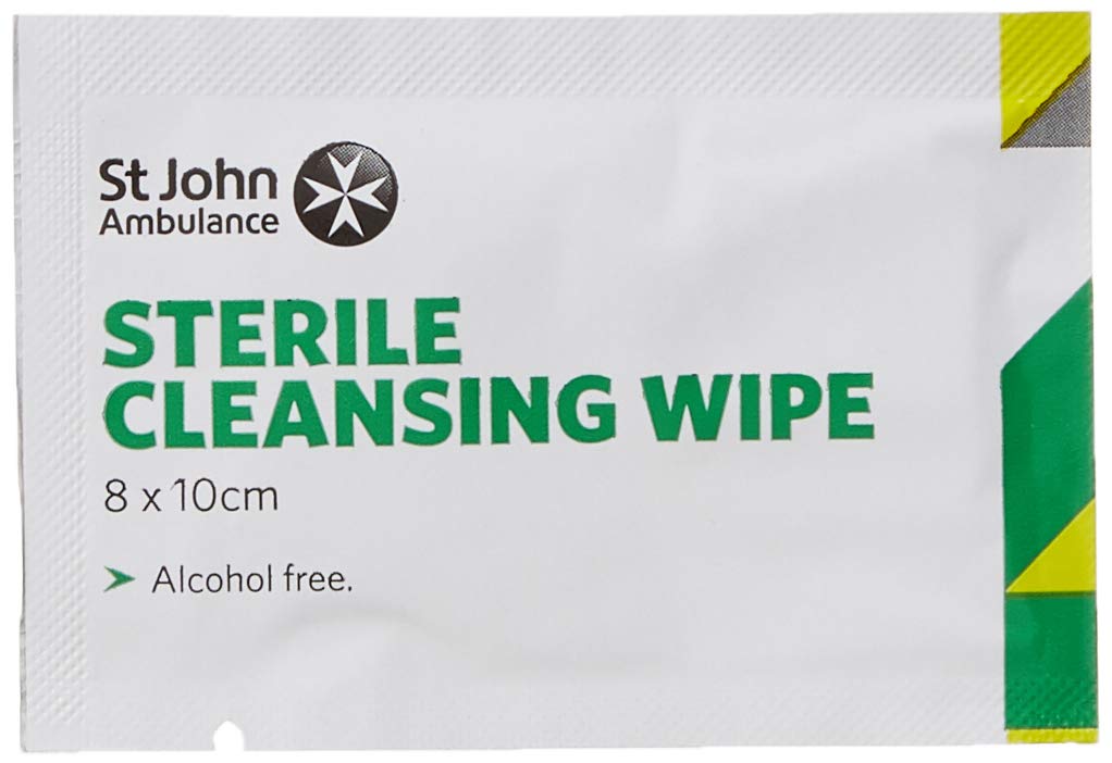 St John Ambulance F115100 Sterile Cleansing Wipes, Pack of 100