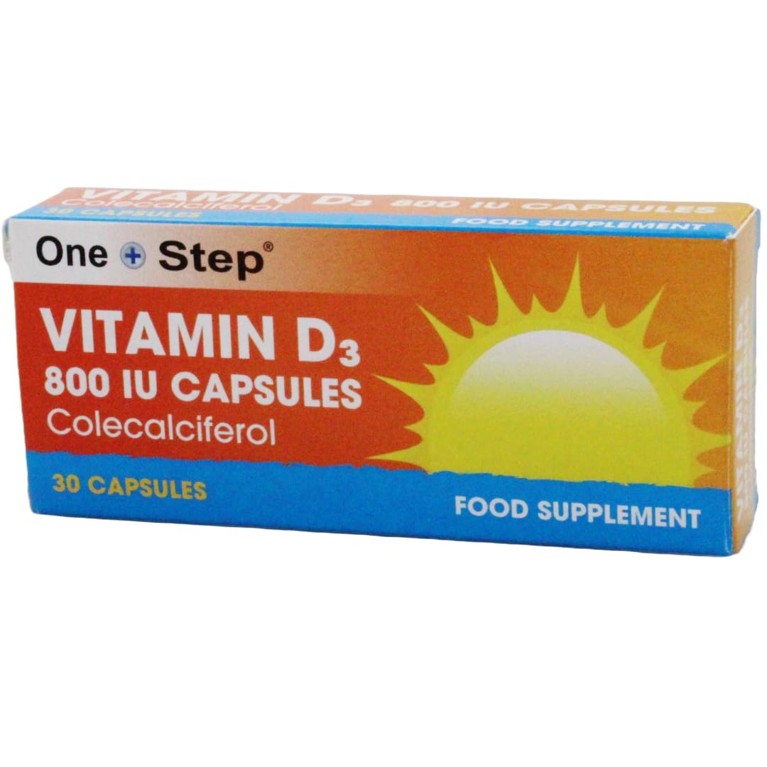 One Step | Vitamin D3 800IU | 120 Capsules | Colecalciferol Capsules | Vitamin D Supplements for Women & Men