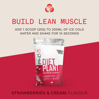 PhD Nutrition Diet Plant, Vegan Protein Powder Plant Based, Strawberries and Cream, 19g of Plant Protein, 20 Servings Per 500g Bag