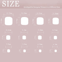 Ceboic 24Pcs Short False Toenails, Square French Fake Toe Nails, Acrylic Full Cover Stick on Toe Nails with Glitter Lines, Reusable Blue White Press on Toenails for Women and Girls Daily Decorations