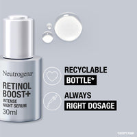Neutrogena Retinol Boost+ Intense Night Serum (1 x 30ml), Unscented Retinol Serum For Face, Reduces Look of Deep Wrinkles, For Firmer, Younger-Looking Skin