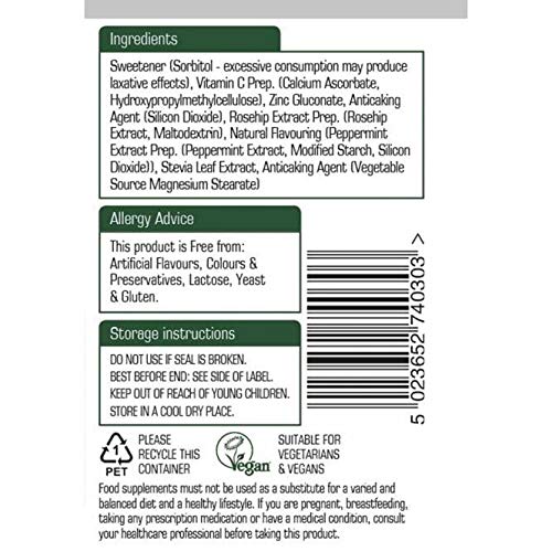 Natures Aid Zinc + C - Zinc with Vitamin C - 30 Lozenges