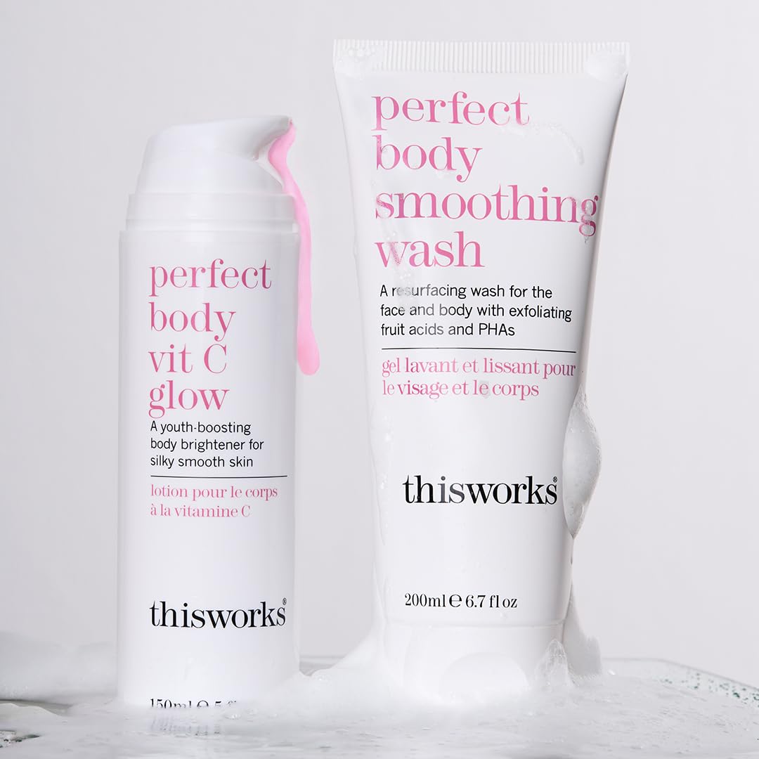 This Works Perfect Body Vit C Glow, 150ml - Antioxidant Enriched Body Lotion with Vitamin C and Hyaluronic Acid - Smoothing and Brightening Serum for Youthful Looking Skin