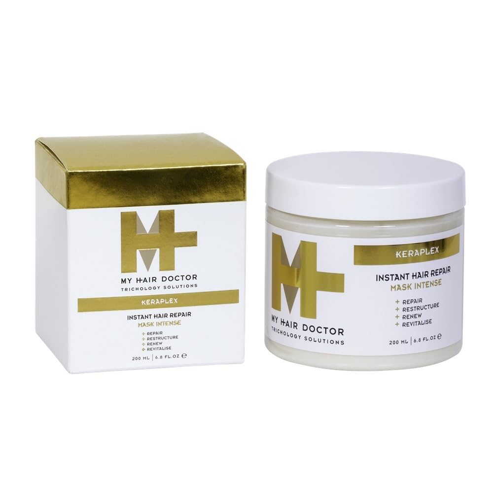 MY HAIR DOCTOR My Hair Doctor Keraplex Instant Hair Repair Conditioning Mask - Hydrating Hair Mask for Dry, Damaged Hair, Leave-In Conditioner with Keratin, Castor Oil Conditioner, Hair Treatment Mask, Vegan - 200ml