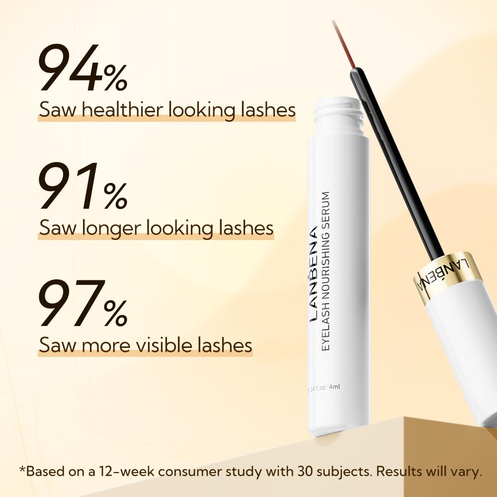 LANBENA Eyelash Growth Serum,Advanced Eyelash Treatment,Lash Serum for Eyelash Growth,Eyebrow Growth Serum,Hypoallergenic 0.14 Fl. Oz.