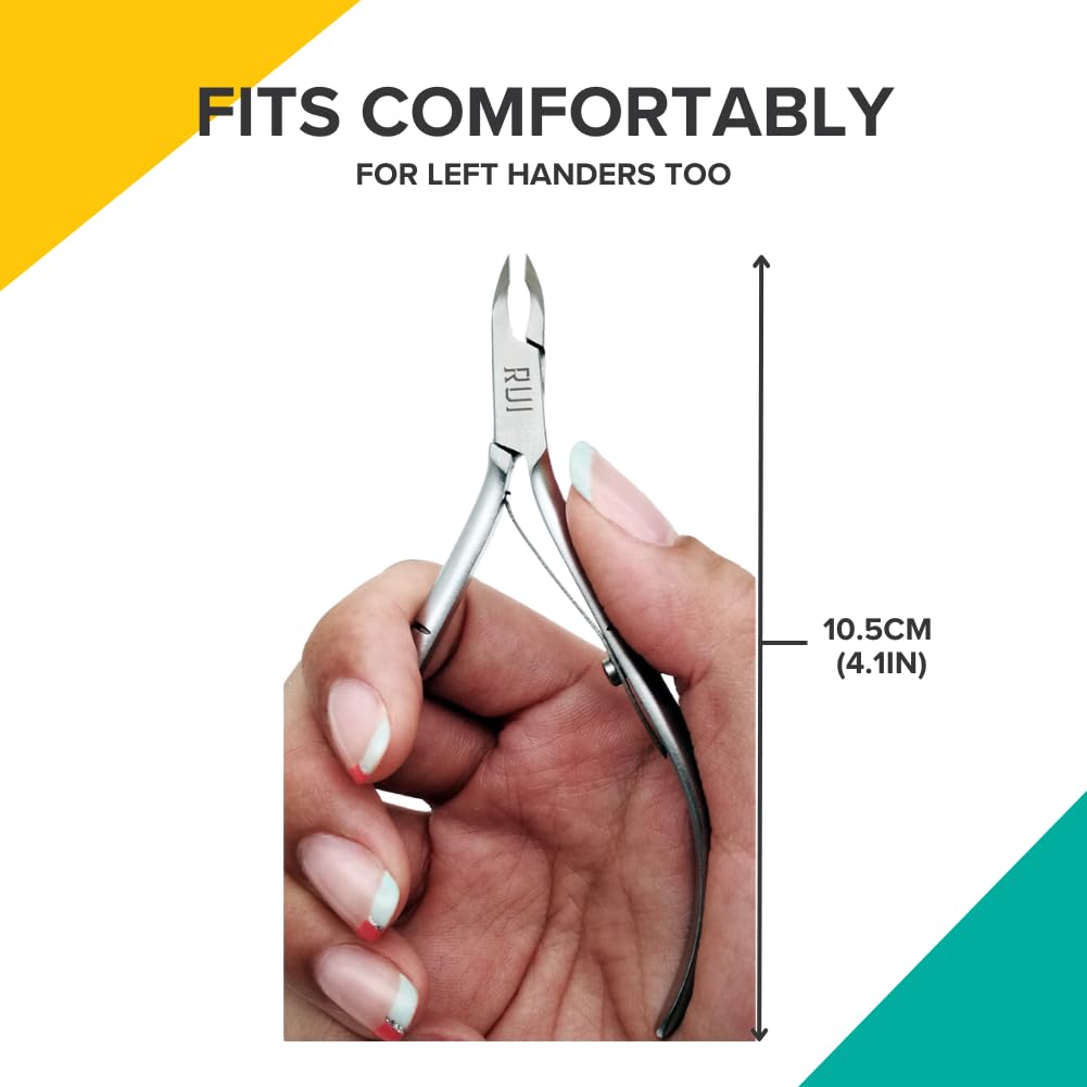 Rui Smiths Professional Cuticle Nippers | Precision Surgical-Grade Stainless Steel Cuticle Trimmer, French Handle, Double Spring, 5mm Jaw (Half Jaw)