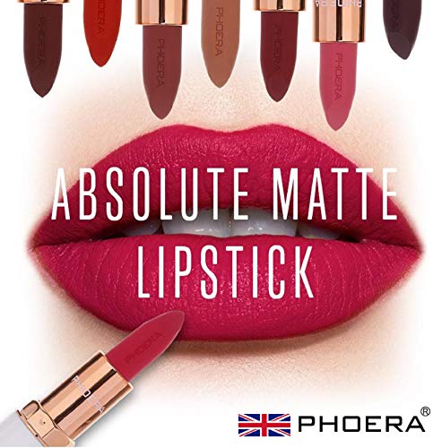 Phoera AQUAPURITY PHOERA ABSOLUTE VELVET MATTE LIPSTICK LONG LASTING WATERPROOF PIGMENT MAKEUP UK (107 Berry)