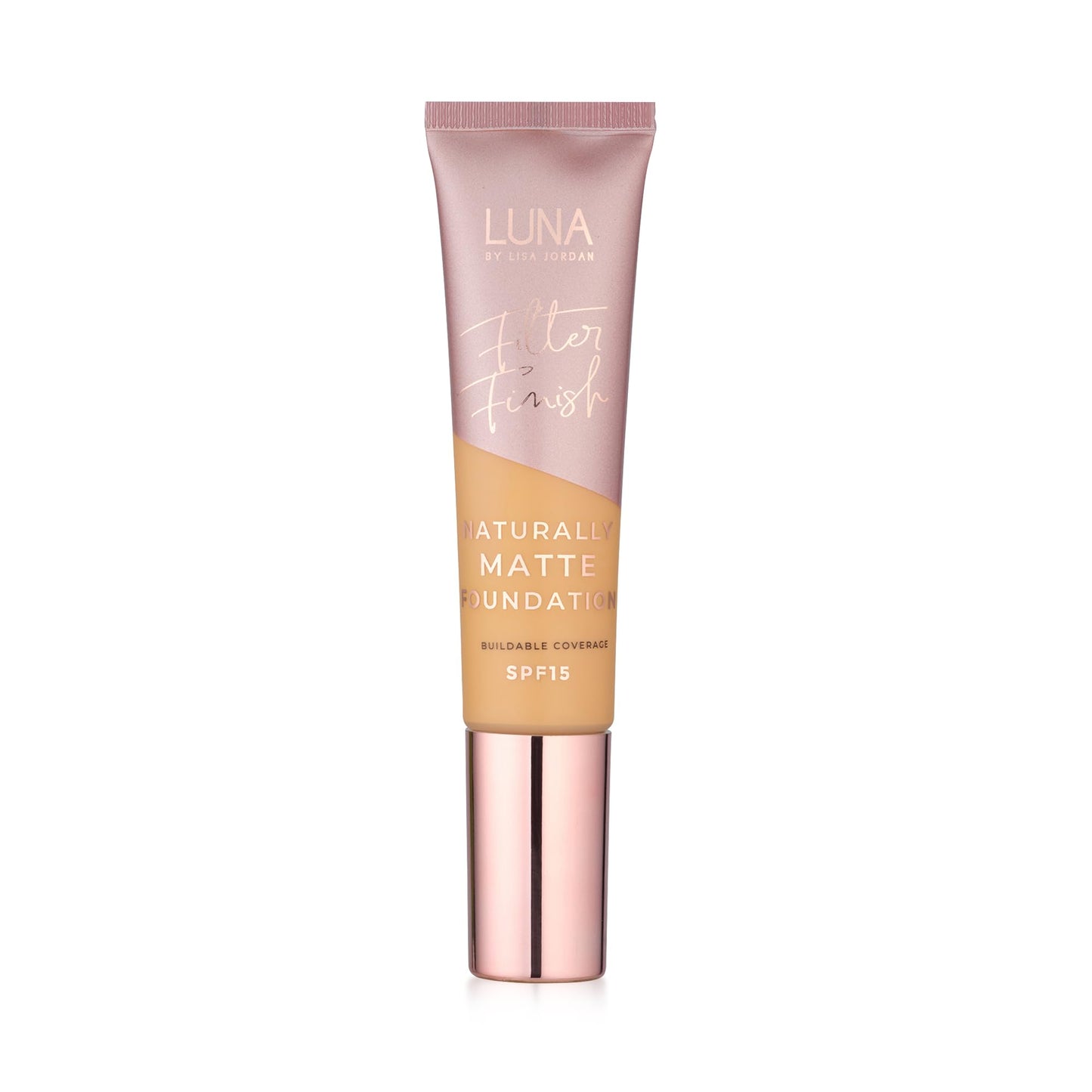 LUNA BY LISA JORDAN LUNA Matte Foundation in TAN Shade - Contains Vitamin E and SPF15 - Oil-Free Face Foundations with Golden Undertone - Suitable for Oily and Sensitive Skin