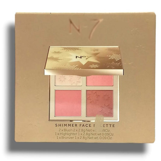 Generic Nō7 | Shimmer Face Palette, 4-in-1 Makeup Set with 2x Blush, 1x Highlighter & 1x Bronzer | Delicate Shimmers & Velvety Mattes That Blend Effortlessly For Intense Colour Payoff | 2.8g Each