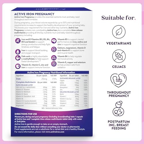 Solvotrin Active Iron Supplement 25mg + Pregnancy Multivit, 30 Capsules + 30 Tablets