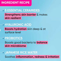 Dot & Key Barrier Repair Hydrating Face Wash, Probiotic & Ceramides, for Normal, Dry & Sensitive Skin, 100ml