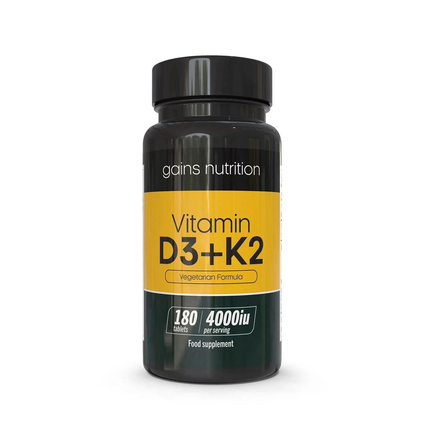 Gains Nutrition GN Vitamin D3 K2 | 180 High Strength D3 and K2 Vitamin Capsules - 4000iu per Serving | Vitamin D K2 MK-7 | Non-GMO, Gluten & Allergen Free | Made in The UK