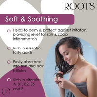 Roots Sweet Almond Oil, suitable for vegans & cruelty free. Rich in essential fatty acids and vitamins. Excellent for soothing and nourishing skin & hair