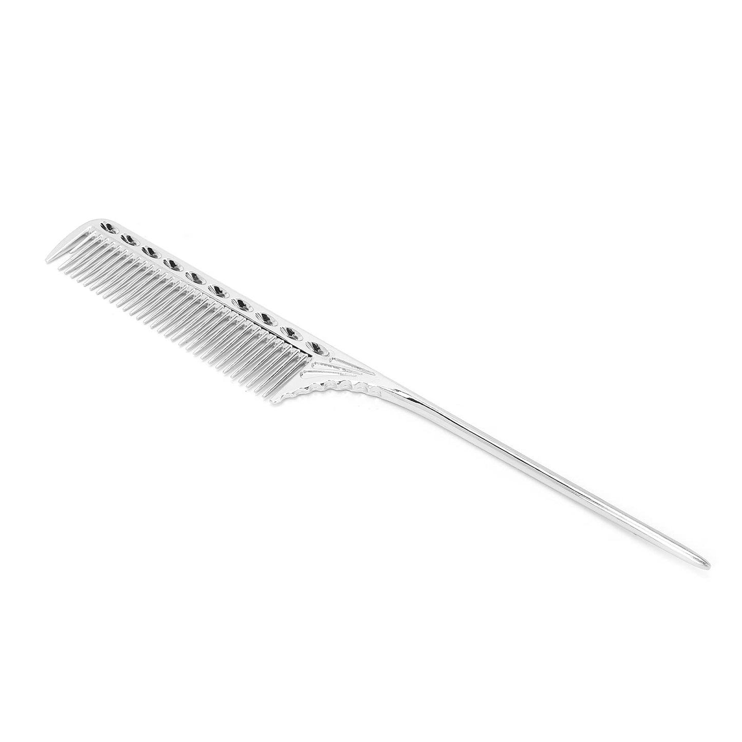 FILFEEL Hair Comb, Professional Rat Tail Hair Comb Salon Hairdressing Styling Comb Barber Aluminum Metal Comb (Silver)