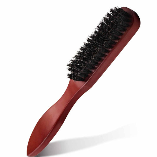 Generic Slick Back Hair Brush, 1 Pcs Boar Bristle Hair Brush, Red-brown Beard Smoothing Gel for Afro Wet Curly Hair or Damaged Reducing Hair Breakage