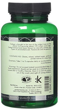 G&G Vitamins Ginkgo Biloba - 120 Vegan Capsules 400mg Ginkgo Biloba per Capsule