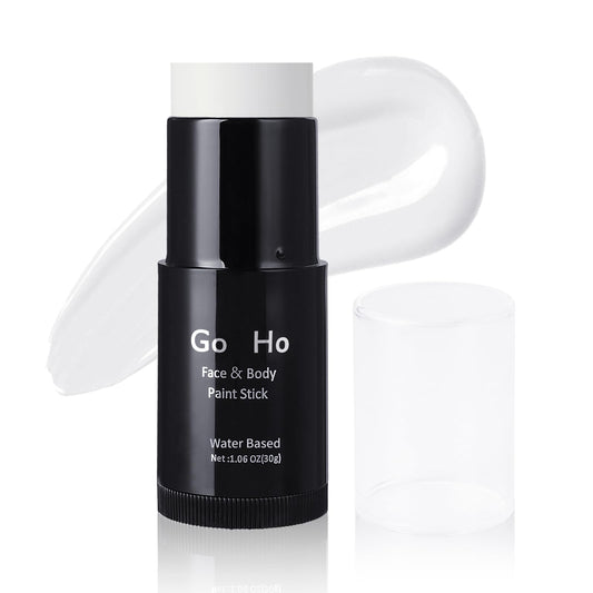 Go Ho Water Based White Face Paint Stick Washable (1.06 Oz),Non-toxic Cream Body Paint,Full-coverage Face Paint Makeup Stick for Adults Children Theater Halloween SFX Cosplay