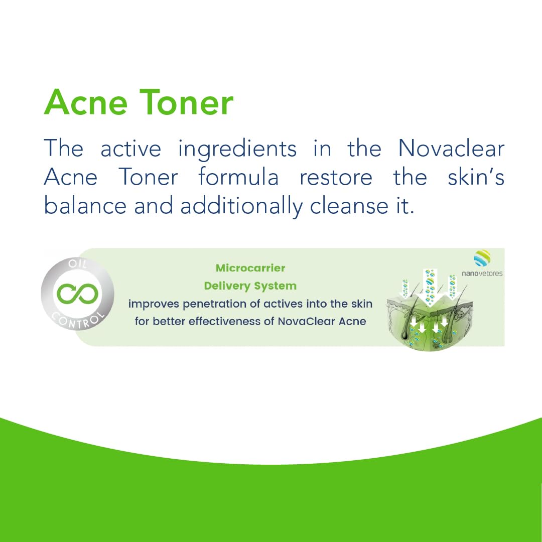 Novaclear Acne Toner - for Oily & Acne-Prone Skin with Fenugreek Extract and Allantoin, Facial Toner for Skin Inflammation, Clear Complexion and Matte Finish 150 ML