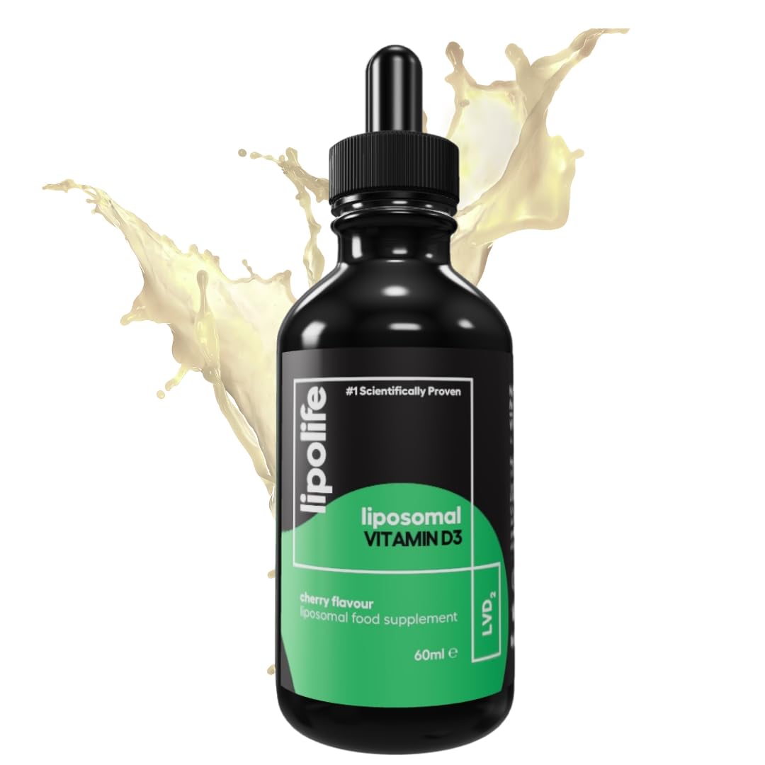 Lipolife liposomal Vegan Vitamin D3 Supplement | Highly absorbable Plant sourced D3 | Manufactured in UK to cGMP Standards | lipolife | 60 Servings. 1000IU. LVD2.