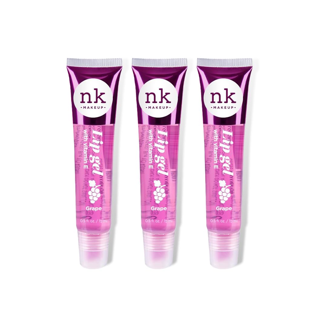 Nicka K NK lip gloss gel 15ml Vitamin E, Shiny, Nourishes, Lip gel (Grape, Pack Of 3)