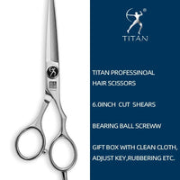 Titan Scissors | Hair Cutting Japanese Style Scissors | Straight | Proffesional Barbering Scissors | Sharp Edge | Hand Made Steel 6" inch