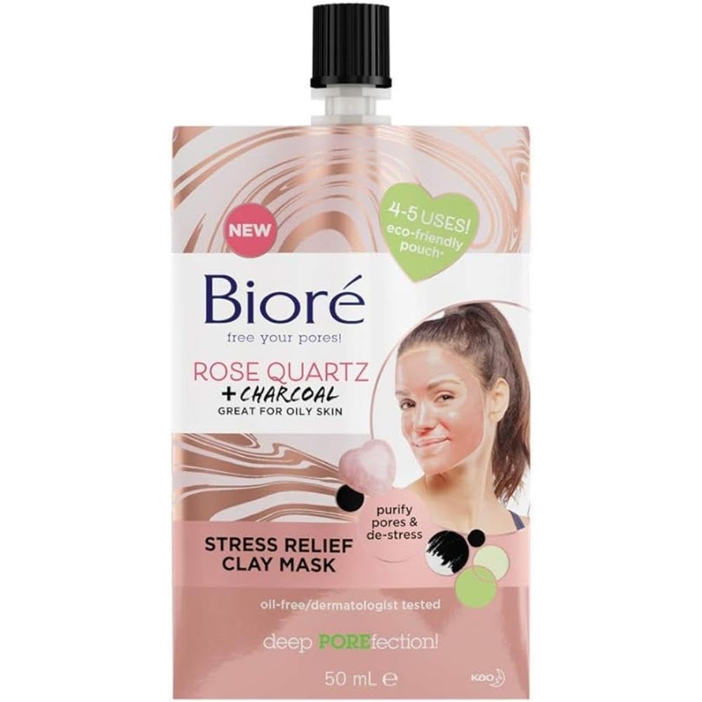 Bioré Biore Rose Quartz and Charcoal Stress Relief Clay Mask, 50 ml