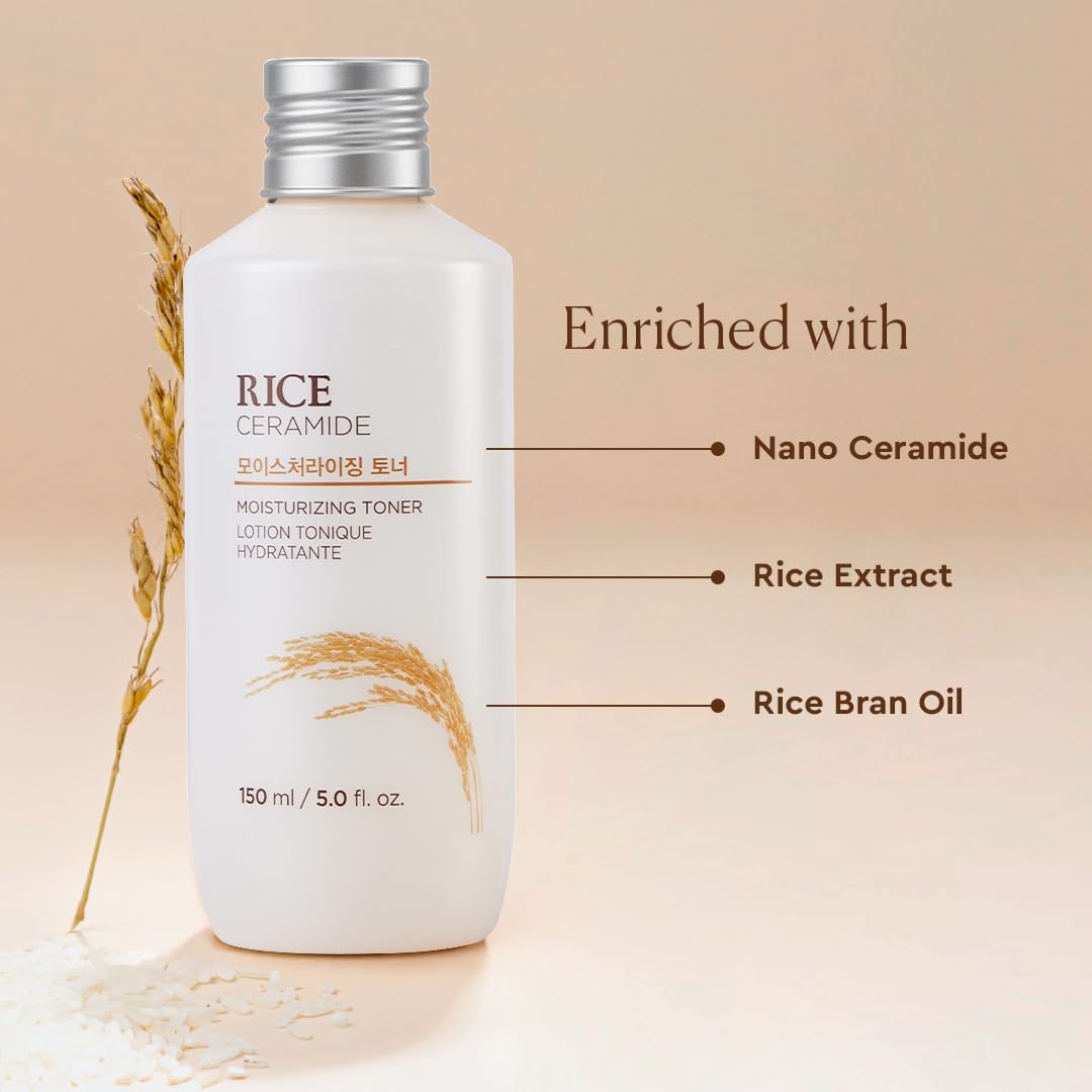 The Face Shop Rice & Ceramide Moisturizing Facetoner Enriched With Rice Extracts To Brighten The Skin Suits All Skin Types, 150 ml