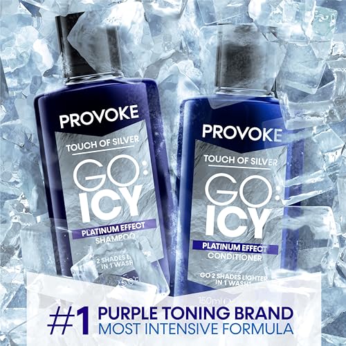 PROVOKE Touch of Silver Go Icy Shampoo 150ml, Icy Platinum Look in Just 1 Wash, Triple Toning Technology to Cool Down Warmer Brassy Tones for an Extra Light Colour, Enriched Keratin to Deeply Hydrate