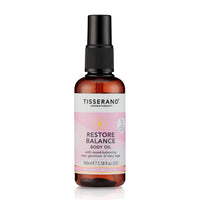 Tisserand Aromatherapy - Restore Balance Body Oil - Perimenopause, Menopause & Menstruation Support for Women - Rose, Clary Sage & Geranium - 100% Natural Essential Oils - 100ml