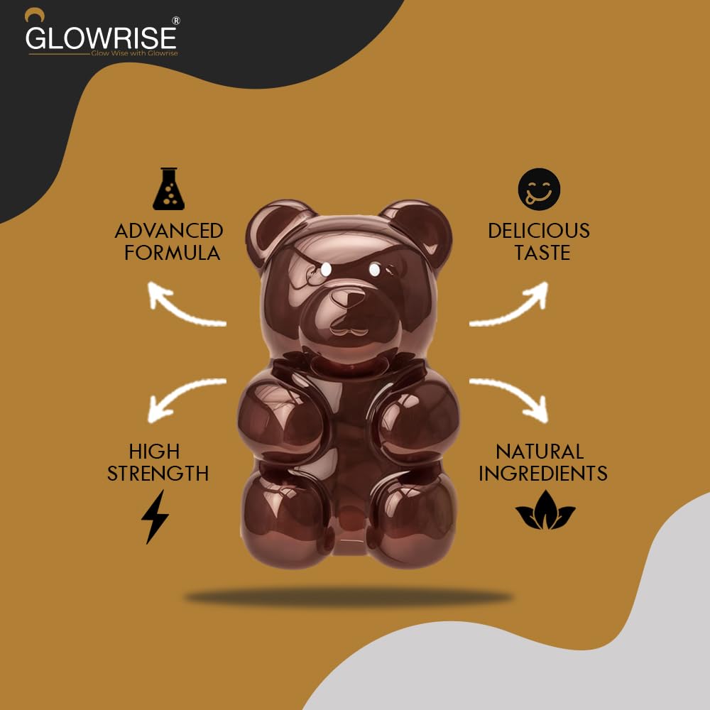 GLOWRISE Lions Mane Gummies 1000mg – Blueberry Flavor, Sugar-Free, Vegan & Halal - 60 Gummies (Two Months Supply)- (Not Powder or Capsules)