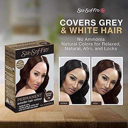 Sta-Sof-Fro Permanent Hair Color Powder Covers Grey & White Hair - Brown Black (Pack of 3)