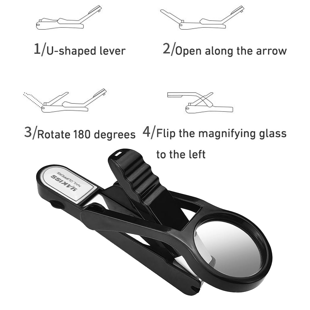 Spacmirrors Extra Large Nail Clipper with Magnifying Glass in Silver, Stainless Steel Blades, Ideal for Elderly