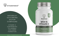 MSM & Vitamin C 600mg – Joint Support & Collagen Booster – 120 Vegan Capsules – UK Made – Vitadefence