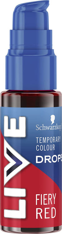 Live Schwarzkopf Colour Drops, Vegan, Semi-permanent, Red Hair Dye, Lasts 2 to 12 Washes, Fiery Red, 30 ml