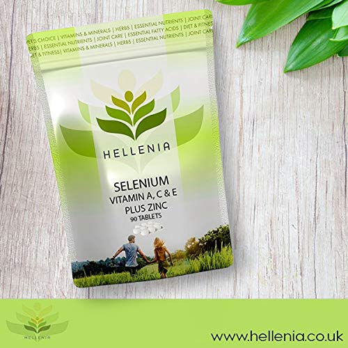 Hellenia Selenium 200ug Vitamins A,C,E + Zinc - 90 Tablets - Antioxidant Formula