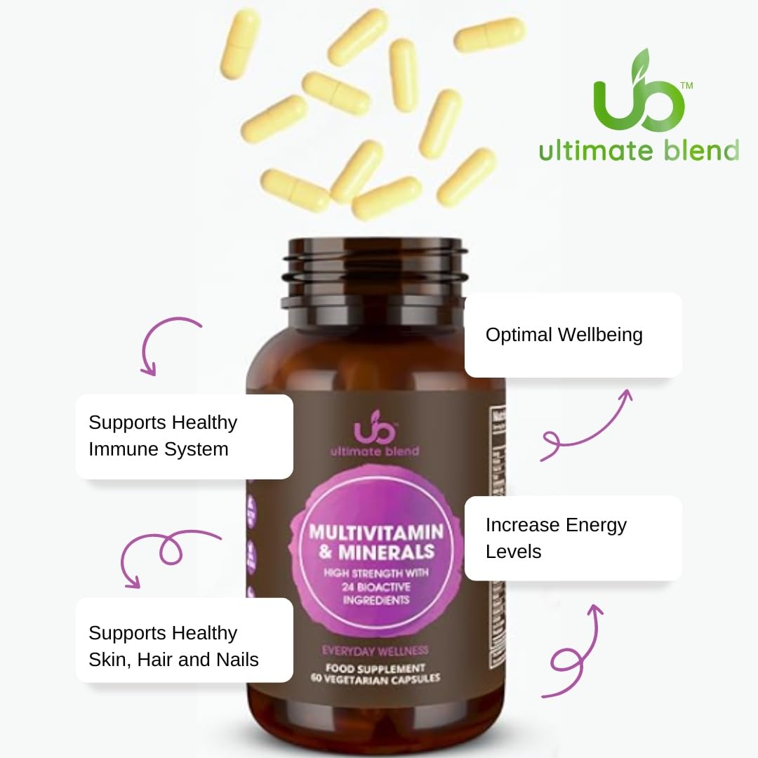 ub Ultimate Blend Multivitamin & Minerals | Once Daily Nutritional Support with 26 Bioactive Ingredients | Everyday Wellness Supplement | Vegan, Gluten Free | Boosts Energy & Immunity – 60 Vegan Caps…