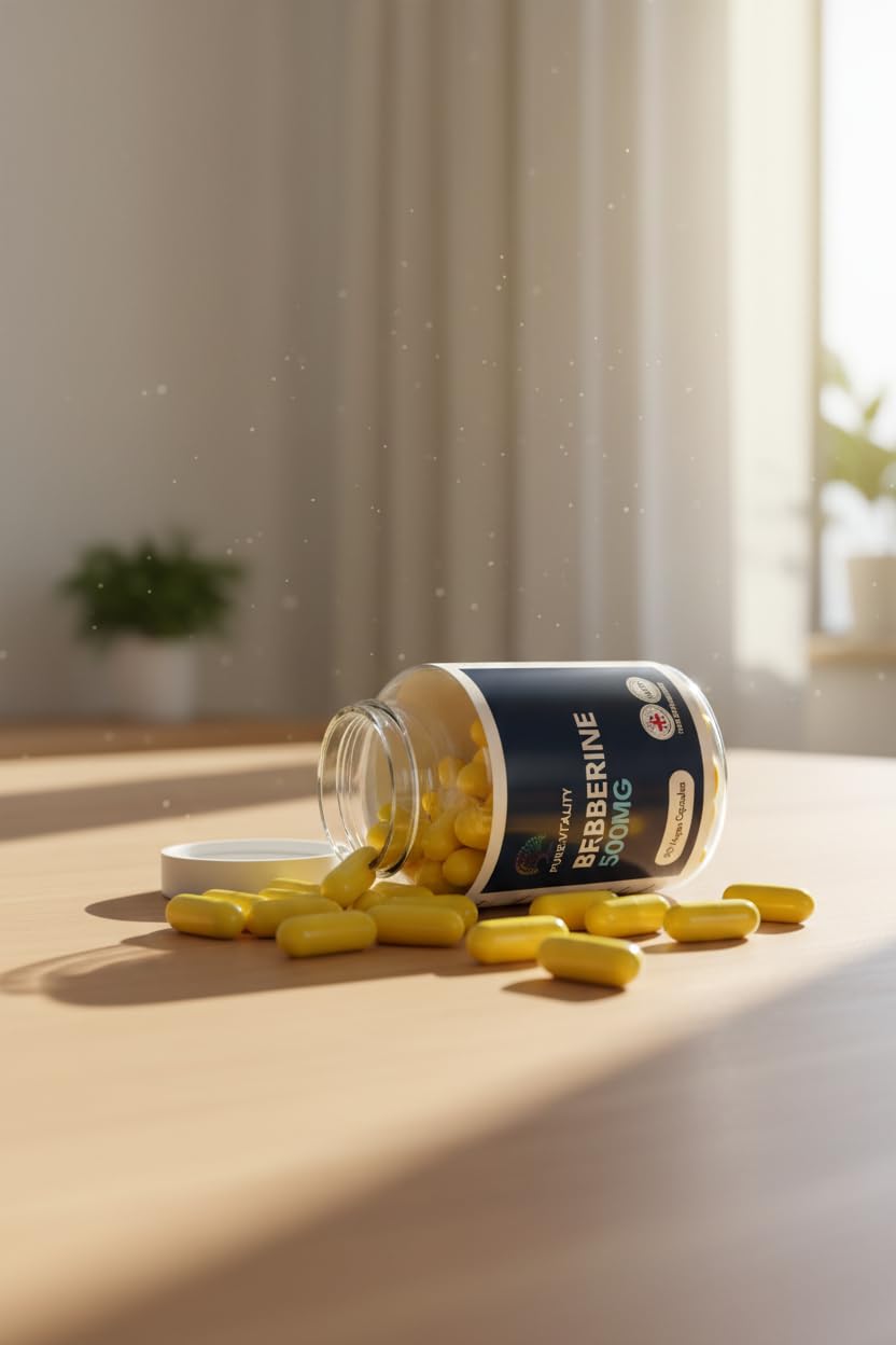 Pure: Vitality Pure Vitality Berberine HCL 500mg – 90 Vegan Capsules – 98% Purity – High Strength Formula – UK GMP Certified Manufacturer