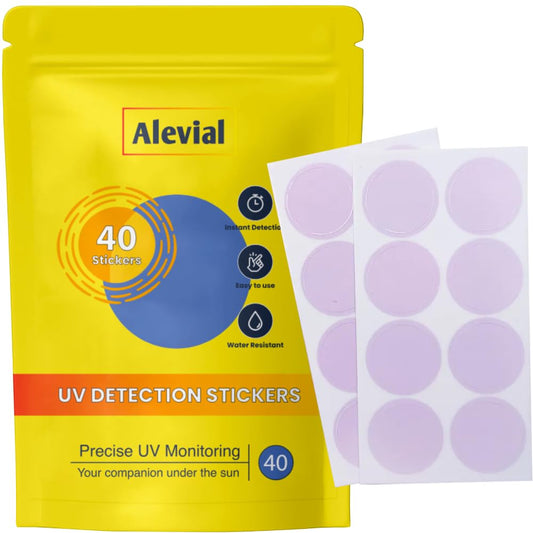 Alevial UV Detection Stickers for Sunscreen Reapply Reminder, Suitable for Kids & Adults, 40 Pack Sticker Patches, Sun Cream Instant Monitoring, Improved Formula